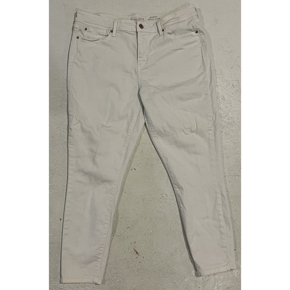 Levi Strauss Signature‎ Modern Skinny Crop Mid Rise White Jeans Size 14 W32